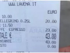 威尼斯再现“天价账单”：一杯咖啡11.5欧，一瓶水10欧