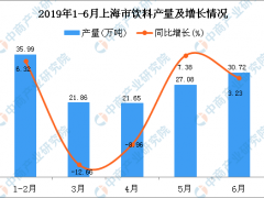 2019年1-6月上海市饮料产量为142.19万吨 同比增长3.31%