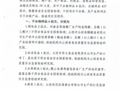 山西省市场监督管理局2019年第44期食品安全监督抽检信息公告