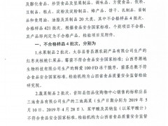山西省市场监督管理局2019年第41期食品安全监督抽检信息公告