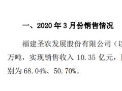 圣农发展2020年3月销售鸡肉8.56万吨 实现销售收入10.35亿元