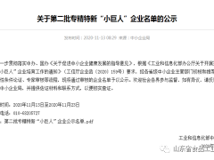 工信部第二批专精特新“小巨人”企业名单公示，山东省3家食品企业上榜