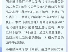 12月起《进出口税则商品及品目注释》有新调整